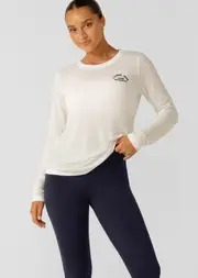 [Lorna Jane] Lotus Long Sleeve Top in White, Size - Large L Porcelain