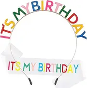 Birthday Crown, Headband & Sash for Women's Celebratory Occasions