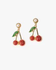 Multi Colour Cherry Pearl Drop Earrings