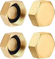 Pack of 4 Blanking Plugs Water Pipe, Blanking Plug 1/2 Inch Female Thread, Sealing Cap Heating, Blind Plug Brass Cap, Suitable for Heating and Drinking Water Systems, Garden and Outdoor Water Pipes