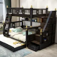 在飛比找樂天市場購物網優惠-新中式上下床 雙層 床 全實木 兒童床 男孩上下鋪子母床 高