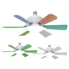 6 Blades Lamp 18" Indoor Control Remote Ceiling Fan w/ 3 Color LED Light E27/E26