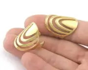 Rainbow oval statement adjustable ring Raw brass (5 - 9US inner size) 4338