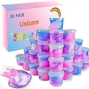 36 Packs Unicorn Slime Kit, Unicorn Party Favors for Kids , Pretty Stretchy & Non-Sticky Galaxy Slime Pack, Halloween Party Favors for Girls & Boys Goodie Bag Stuffers