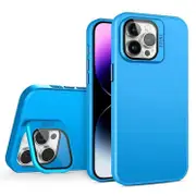 For iPhone 14 Plus Skin Feel Lens Holder PC + TPU Phone Case - Space Blue
