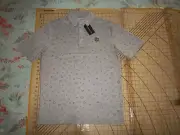 MENS SMALL GRAY GRAPHIC BENJAMIN DAVID LUXURY GOLF POLO SHIRT - NWT