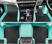 Daroori Custom Car Foot Mats - All Weather, Waterproof, Anti-Slip Personalized Car Mat Perfect for RHD Car, Truck, SUV (Sky Blue+Black)
