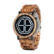 P13 Unique Design Digital Wristwatch Night Version Led Wooden Watch White