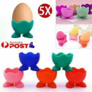 5Pcs Set Silicone Egg Cup Holders Kitchen Breakfast Boiled Eggs Serving Cups New