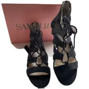New Women's Sam & Libby Sandal Size 8 Black Ariana Open Toe Strappy Ankle
