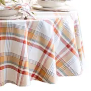 Elrene Home Fashions Seneca Plaid Harvest Cotton Oval Tablecloth