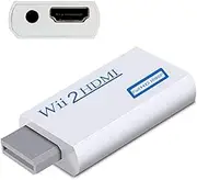 Wii to HDMI Adapter, Wii to HDMI 720/1080P HD Converter Adapter with 3.5 mm Audio Output, Wii to HDMI Converter for Wii Monitor Projector TV (White)