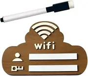 Wifi Password Sign for Business | Wooden Wifi Porter with Marker Pen - Erasable Reusable Wireless Network Board, Adhesive Wall Decor for Business, Supermarket, Home, Hotel