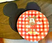 Disney Mickey Mouse Pottery Barn PLATE+Placemat holiday Christmas party SET 8
