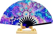 [Generic] Large Hand Fan | Chinese Craft Kung Fu Tai Chi Glowing Fan | Multi-Color Wedding Home Decoration Stage Performance Show Fluorescent Props For Dancing