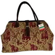 Neiman Marcus Womens Doctor Bag Vintage Italian Tapestry Elephant Floral NWT