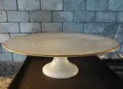 MIB Badash Crystal White Alabaster Cloud Art Glass Cake Plate on Pedestal
