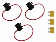 12 Gauge ATC ATO In-Line Fuse Holder Wire 12V Blade Waterproof 3 Pack 5 Amp