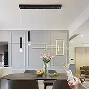 Jaycomey Modern Pendant Lighting, Black Dimmable LED Chandelier Ceiling Lighting Linear Wave Pendant Light, Kitchen Island Adjustable Hanging Lights Fixture for Dining Room Living Room (6-Light 50W)