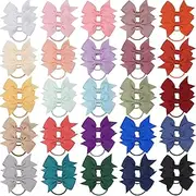 JOYOYO 50 Pcs Baby Bow Bobbles Hair Bands Small Hair Ties Hair Bows 2 Inch, Little Girls Hair Bobbles Pastel Colors
