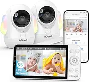 ieGeek 5.5" Split-Screen Baby Monitor,2.5K UHD Baby Monitor with 2 Cameras and Audio,Night Light,Prone Sleeping&Cry Detection,Two-Way Talk,Night Vision,2.4G&5Ghz WiFi App Control,4000mAh Battery