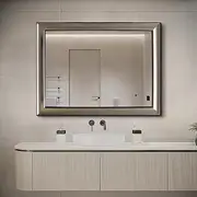 60x80cm Modern Wall Mirror with Explosion-Proof Glass - Lightweight PS Frame, Shatterproof Design for Bathroom, Bedroom & Small Spaces - High Precision Reflection, Space-Saving Wall Mounted​