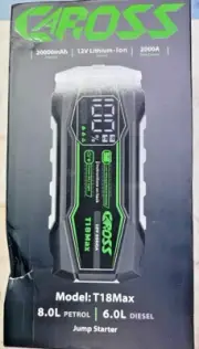 CAROSS T18Max 12V~2000A Compact Lithium Jump Starter | 8.0L Petrol | 6.0L Diesel