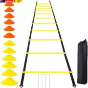 Speed Agility Training Equipment Set, 12 Rung Agility Ladder, 12Disc Cones, 4Hoo