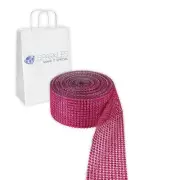 Dark Pink 12 Row Diamond Rhinestone Ribbon Trim Mesh Wrap 3 Yards - Wedding un