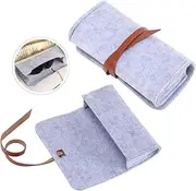[WESIEVYA] Eyeglasses Storage Bag Bedside Table Clip on to Bed Arm Rest Tray Eyeglasses Case Travel Size Makeup Sunglasses Bag Felt Glasses Bag Eyeglasses Bag Grey