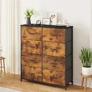 Advwin Chest of 8 Drawers Dresser Storage Cabinet Tower Tallboy Organizer TV Stand Unit Walnut Color