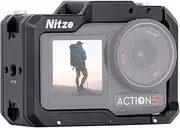 Nitze Action 5 Pro Cage for DJI Osmo Action 5 Pro/Action 4 / Action 3, with Built-in Cold Shoe and Magnetic Quick Release Interface, Supports Vertical & Horizontal Shooting - T-D03A