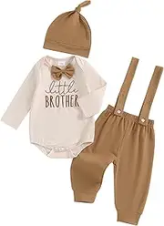 [wybzd] Newborn Baby Boy Outfits Long Sleeve Bow Romper Overalls Pants Set Going Home from Hospital Outfit Fall Winter Clothes