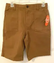 NWT WONDER NATION Boys Lt. Brown Cargo Cotton/Canvas Adj. Waist Shorts-Sz 16