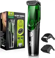 Vacuum Beard Trimmer for Men - RechargeableAdjustable Length Comb (1-20MM), IPX6 Waterproof Built-in Electric Trimmer for Beard, Mustache and Stubble