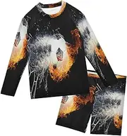 [KOCOART] Boys Bathing Suit 2 Piece Boys Rash Guard Swim Set Swimsuit Long Sleeve Size 3-10 Years