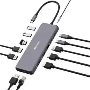 Verbatim USB-C Pro Multiport Hub 13 Port,2 x HDMI, 1 x DisplayPort, 1 x RJ45, 3