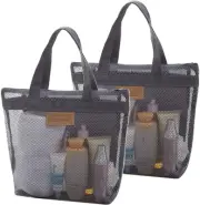 2 Pk Mesh Shower Caddy Quick Dry Tote Bag Portable Lightweight for Beach Travel