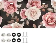 ZRYSMY License Plate Rose Red Art Aluminum Decorative Car Front Metal Plate 6 × 12 in