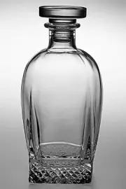 Barski European Cut Crystal Square Whiskey Decanter W/ Stopper- 28oz.-8.3"Height
