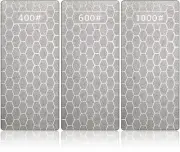 3Pack 400/600/1000 Grit Diamond Knife Sharpen Plate Honing Bench Stone Kit Lot