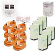 6X 4 USB PORT WALL ADAPTER+6FT CABLE POWER CHARGER ORANGE FOR IPHONE IPOD IPAD