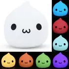 Water Drops Shaped LED Night Light Silicone 7 Color Cute Desk Lamp (Battery Type