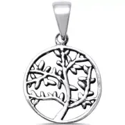 Plain Tree of Life Family Tree .925 Sterling Silver Charm Pendant