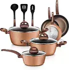 "Nutrichef 12-Piece Nonstick Cookware Set, Induction Ready, Easy to Clean, Inclu