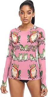 [RPLIFE] Princess Frog Border UPF Long Sleeve Tops Running Shirts Women, Breathable Rash Guard Women