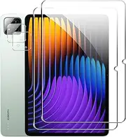 Rojeuinn Protective Glass Compatible with Xiaomi Pad 7/7 Pro Tempered Glass Screen Protector, [Pack of 2 Protective Glass and 2 Pieces Camera Protection], 9H Hardness Anti-Scratch Screen Protector, HD