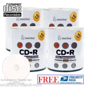 400 SmartBuy CD-R 52X 700MB/80Min White Thermal Hub Printable Record Media Disc