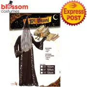 CA1630 Mr Wizard Potter Mens Black Robe Hat Magician Halloween Book Week Costume