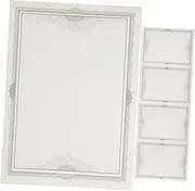 BCOATH A4 Blank Certificate Paper 5 Sheets Vertical/Horizontal Printing Floral Decor Completion Certificates